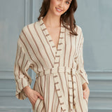 Sundial Linen Beach Robe - Grey Brown