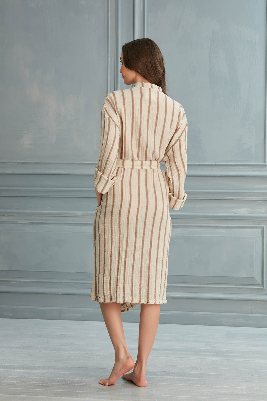 Sundial Linen Beach Robe - Grey Brown