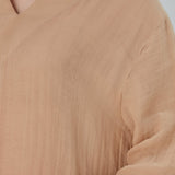 Essentials V-Neck Comfort Fit Cotton Maxi Dress - Beige