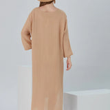 Essentials V-Neck Comfort Fit Cotton Maxi Dress - Beige