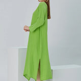 Essentials V-Neck Comfort Fit Cotton Maxi Dress - Pistachio