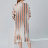 Essentials V-Neck Comfort Fit Cotton Maxi Dress - Orange Black