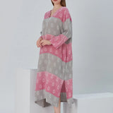 Essentials V-Neck Comfort Fit Cotton Maxi Dress - Pink Grey