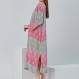 Essentials V-Neck Comfort Fit Cotton Maxi Dress - Pink Grey