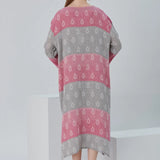 Essentials V-Neck Comfort Fit Cotton Maxi Dress - Pink Grey