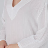 Essentials V-Neck Comfort Fit Cotton Maxi Dress - White
