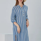 Essentials Buttoned Comfort Fit Maxi Dress - Blue