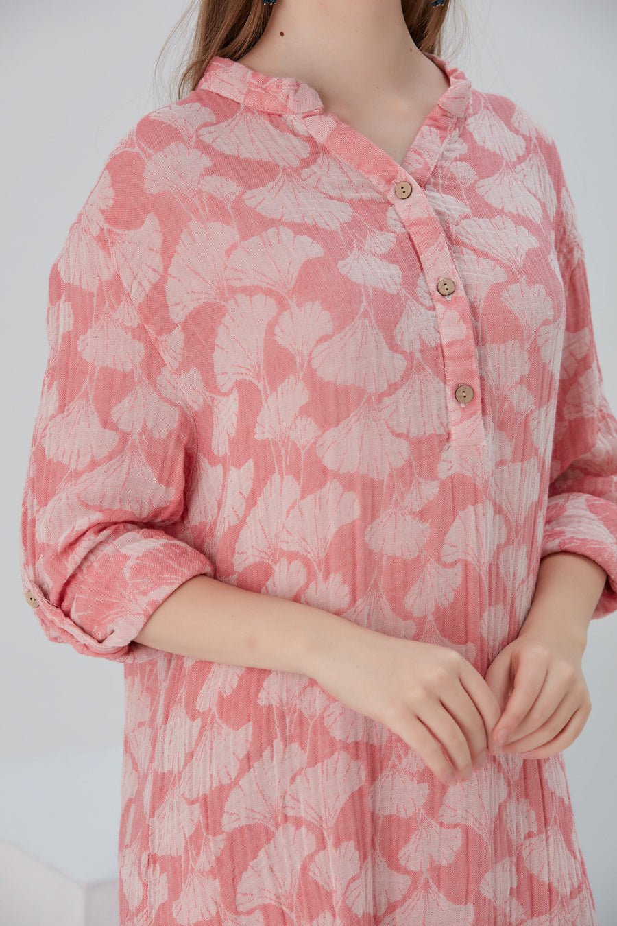 Essentials Buttoned Comfort Fit Maxi Dress - Pink