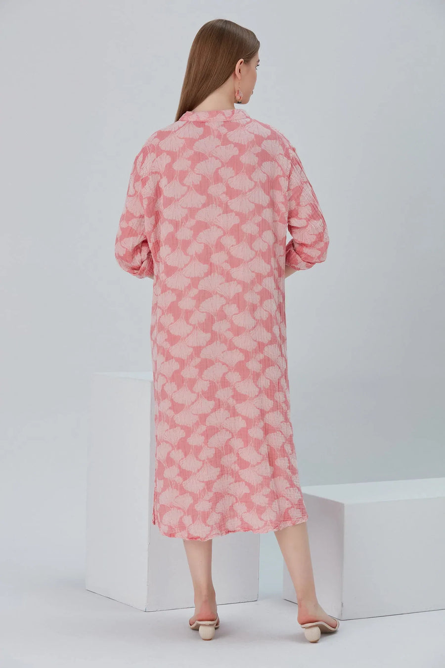 Essentials Buttoned Comfort Fit Maxi Dress - Pink
