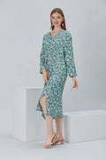 Essentials V-Neck Comfort Fit Cotton Maxi Dress - Emerald