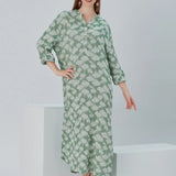 Essentials Buttoned Comfort Fit Maxi Dress - Emerald