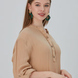 Essentials Buttoned Comfort Fit Maxi Dress - Beige