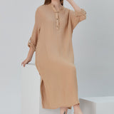 Essentials Buttoned Comfort Fit Maxi Dress - Beige