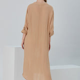 Essentials Buttoned Comfort Fit Maxi Dress - Beige