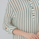 Essentials Buttoned Comfort Fit Maxi Dress - Green Stripes