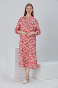 Essentials Buttoned Comfort Fit Maxi Dress - Red