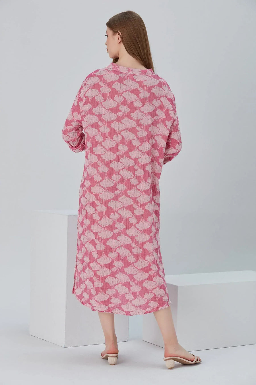 Essentials Buttoned Comfort Fit Maxi Dress - Fuchsia