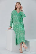 Essentials V-Neck Comfort Fit Cotton Maxi Dress - Green
