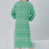 Essentials V-Neck Comfort Fit Cotton Maxi Dress - Green