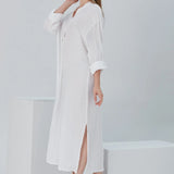 Essentials Buttoned Comfort Fit Maxi Dress - White