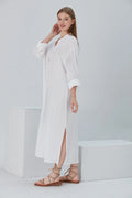 Essentials Buttoned Comfort Fit Maxi Dress - White
