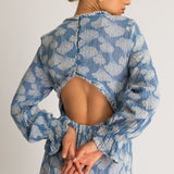 Renna Open Back Cotton Midi Dress - Blue