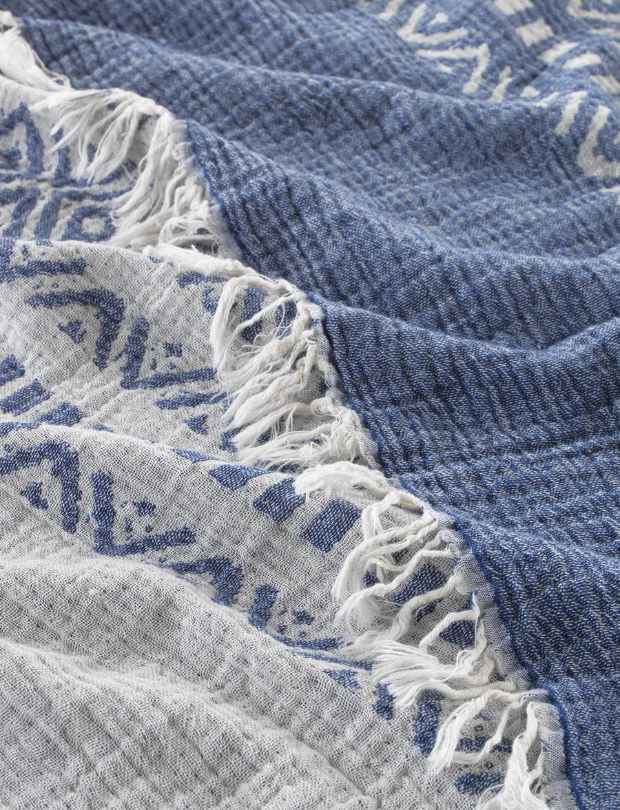 Lena Gauze Beach Towel - Blue