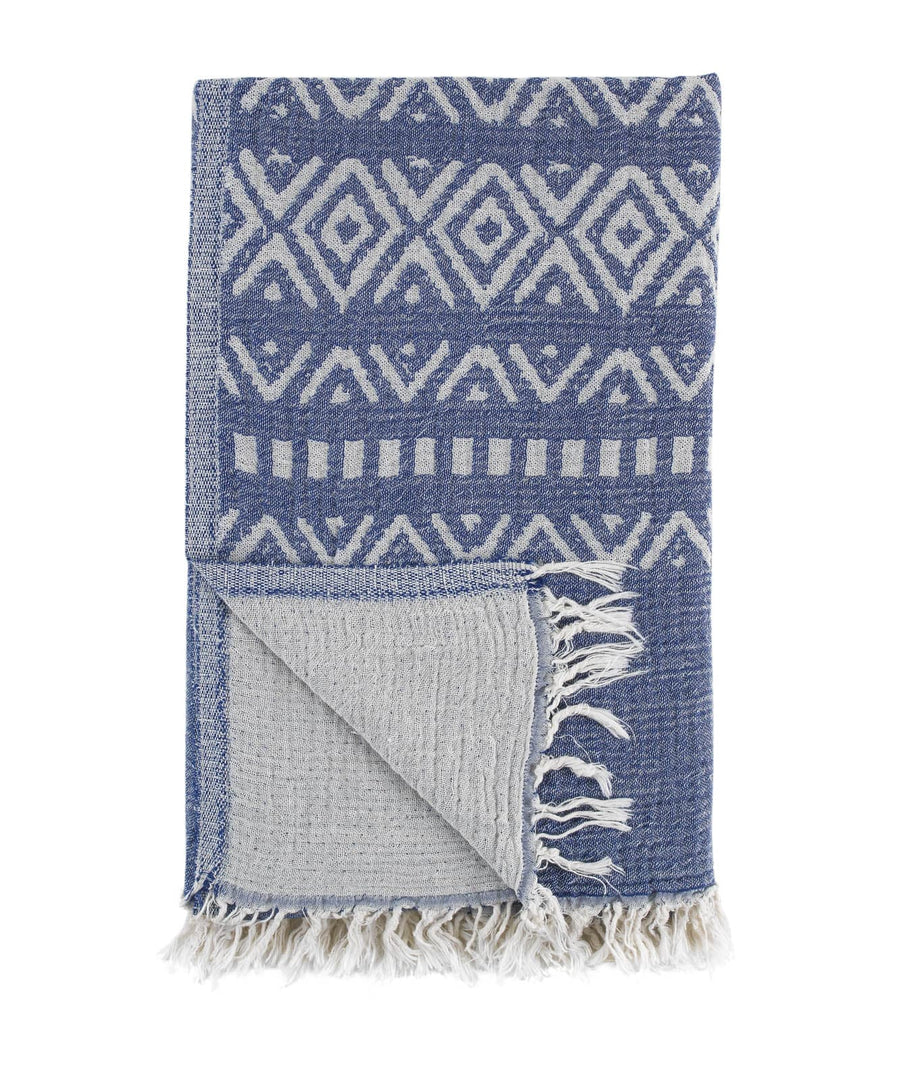 Lena Gauze Beach Towel - Blue