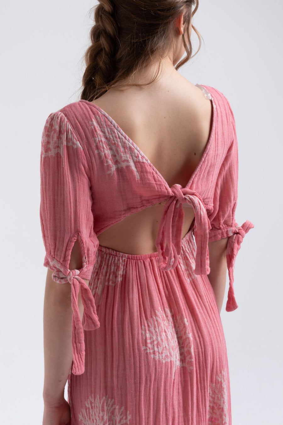 Melody Gauze Cotton Midi Dress - Pink