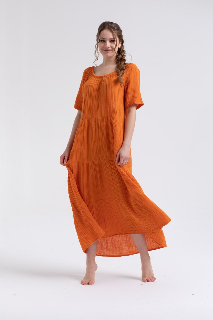 Isabella Midi Dress - Orange
