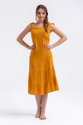 Vienna Tie Strap Midi Dress - Yellow