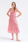 Vienna Tie Strap Midi Dress - Pink