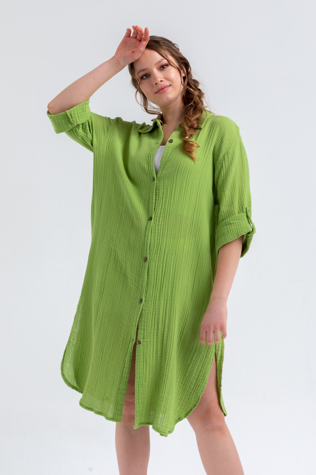 Caroline Shirt Dress - Pistachio Green