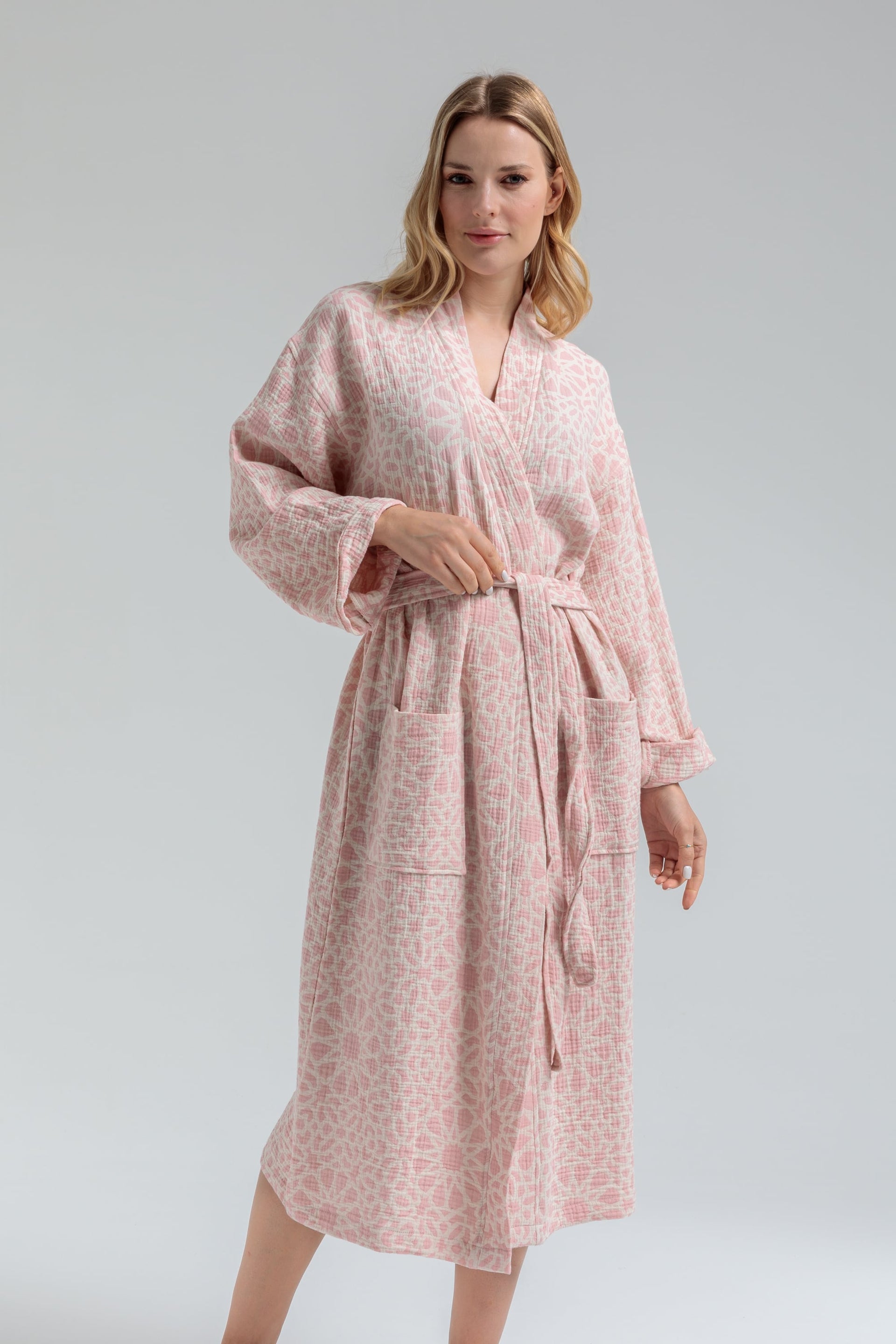 Granada Gauze Cotton Robe - Pink