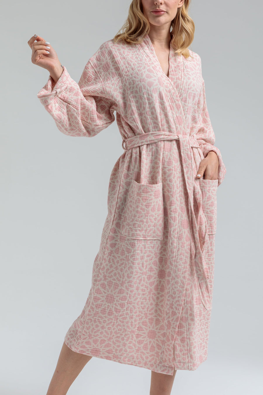 Granada Gauze Cotton Robe - Pink