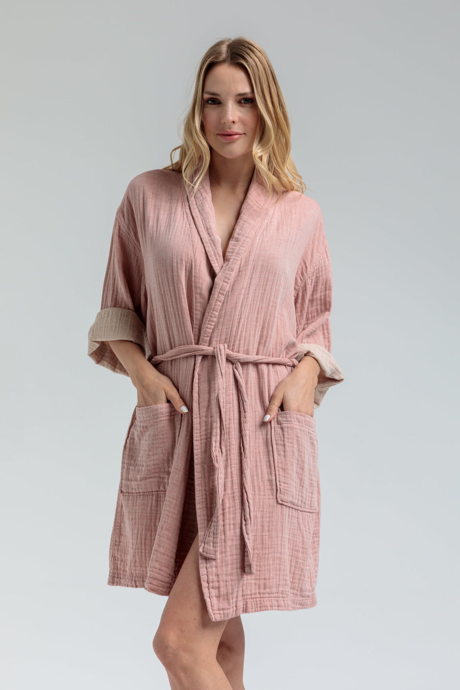 Olympia Gauze Cotton Robe - Tan