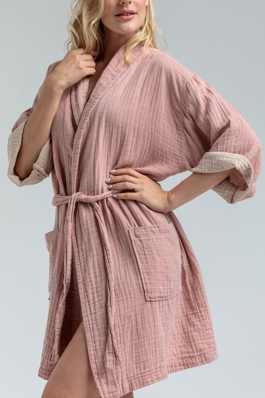 Olympia Gauze Cotton Robe - Tan