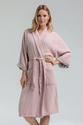 Olympia Gauze Cotton Robe - Pink