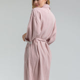 Olympia Gauze Cotton Robe - Pink