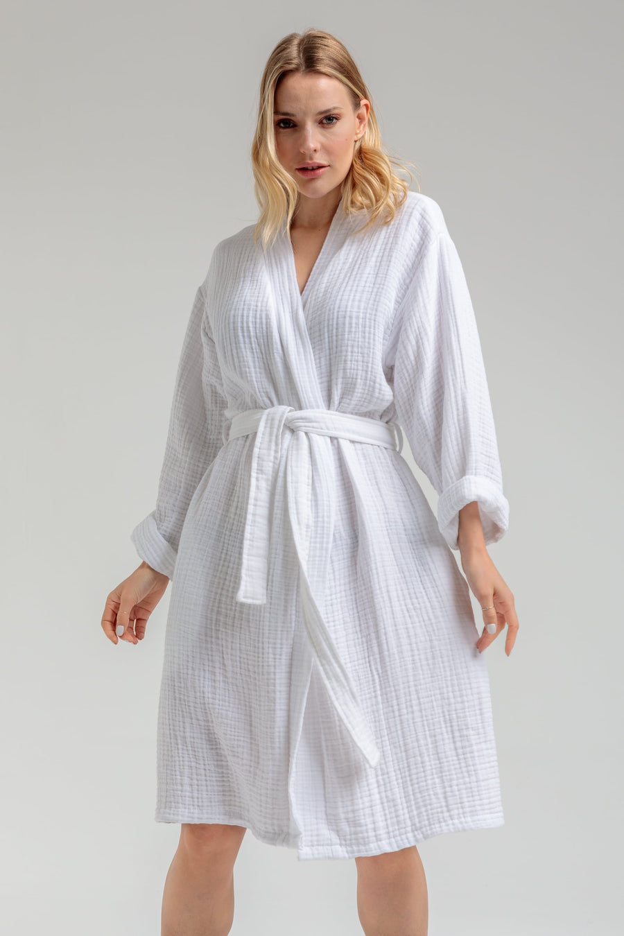 Merida Gauze Cotton Robe - White