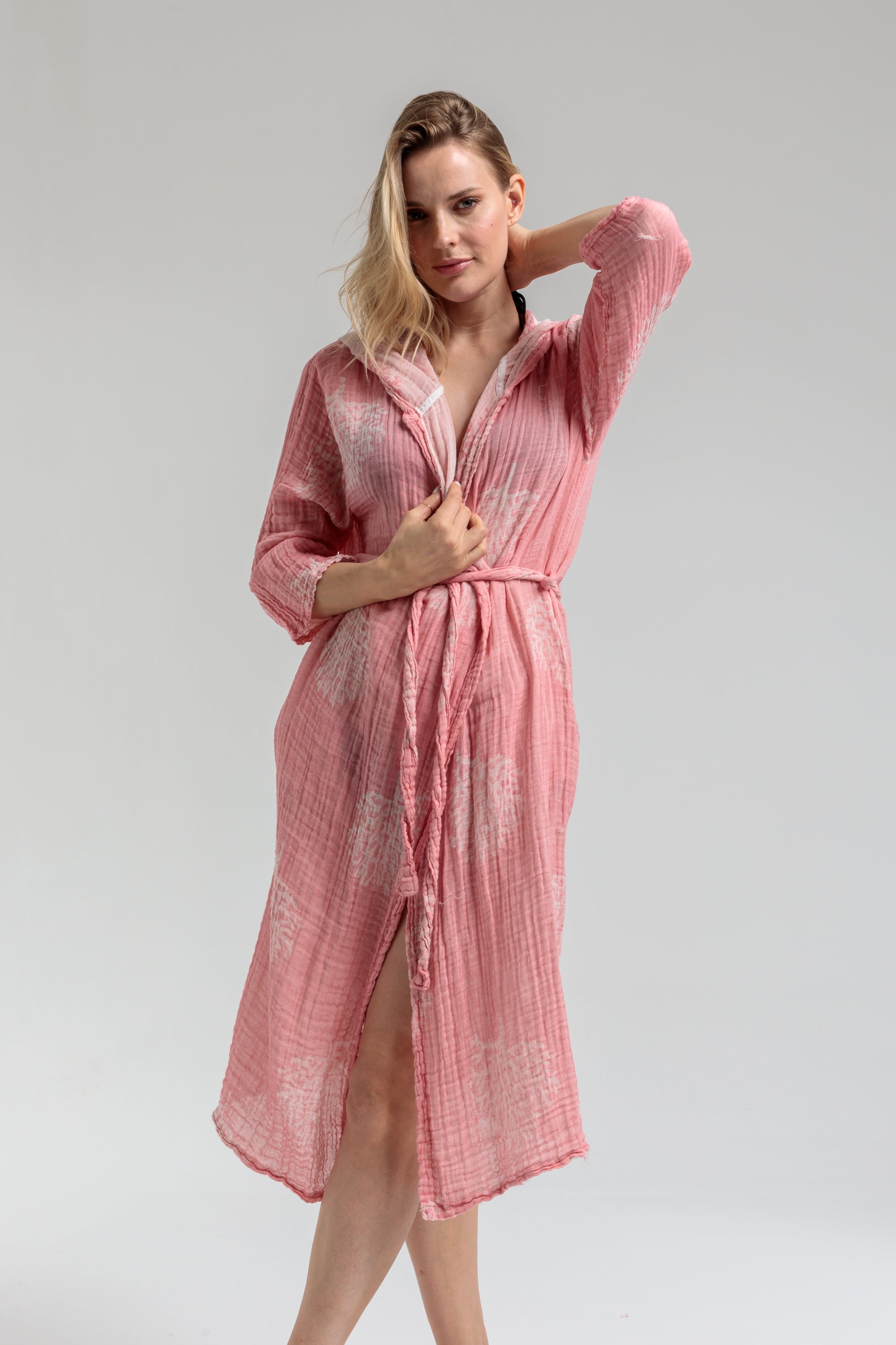 Corey Hooded Beach Robe - Reef Pink – Begonville
