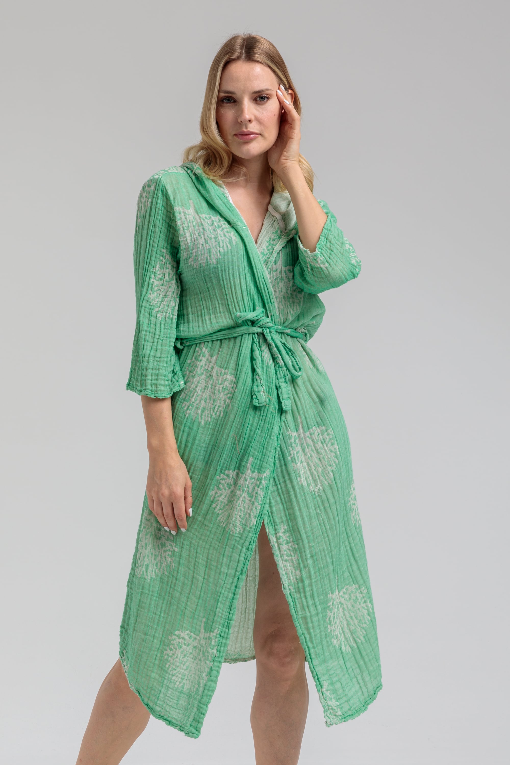 Corey Hooded Beach Robe - Reef Green | Begonville