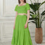 Begonville Sets Ava Crop Top & Skirt Cotton Set - Green