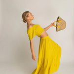 Begonville Sets Ava Crop Top & Skirt Cotton Set - Yellow
