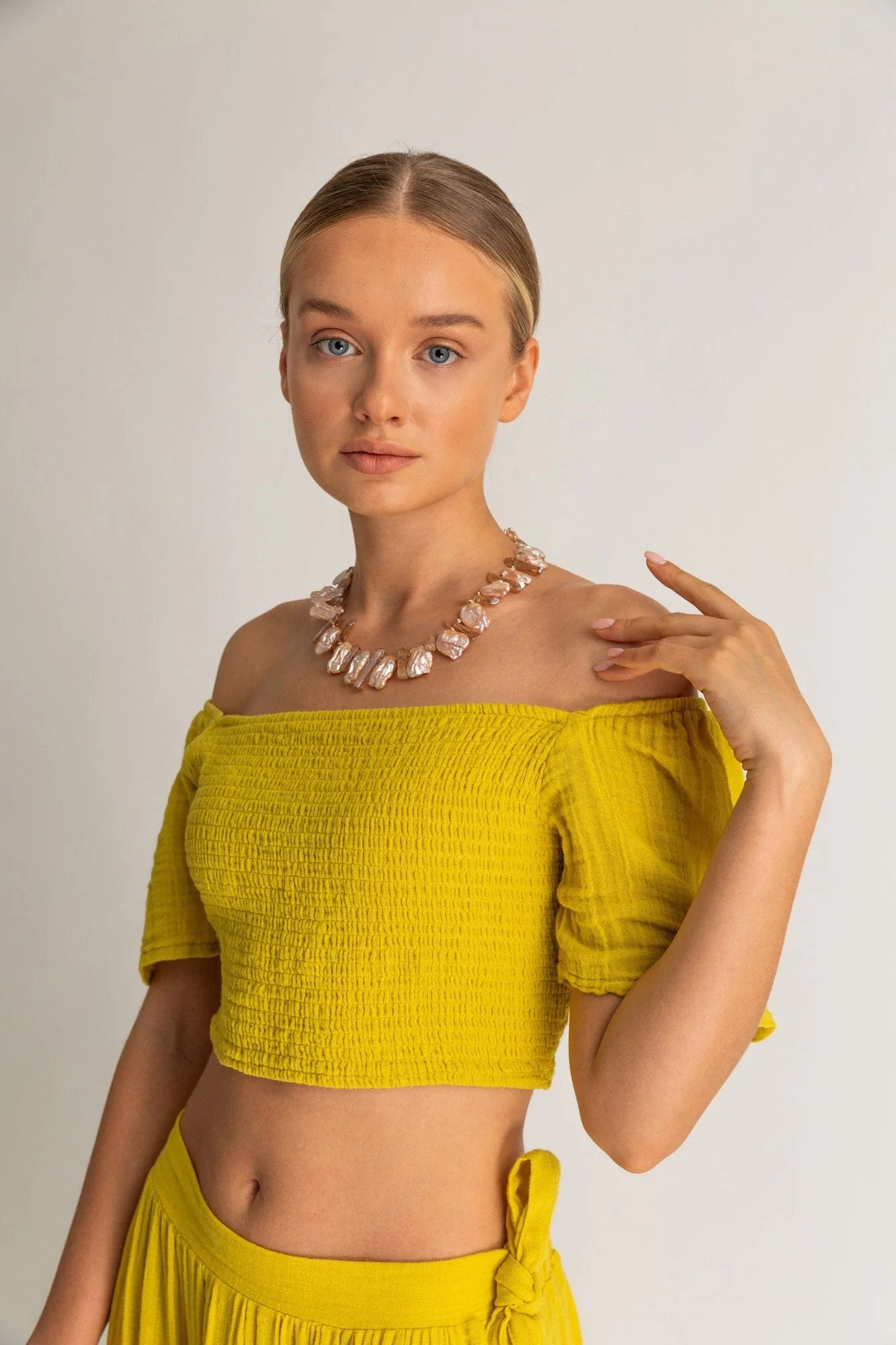 Begonville Sets Ava Crop Top & Skirt Cotton Set - Yellow