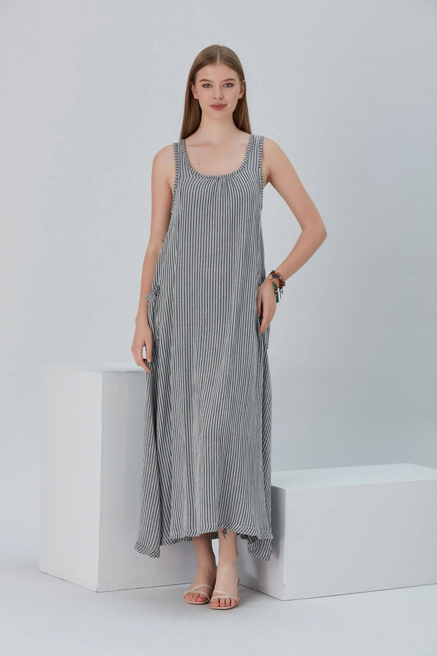 Begonville Maxi Dress Anita Comfort Fit Cotton Maxi Dress - Black