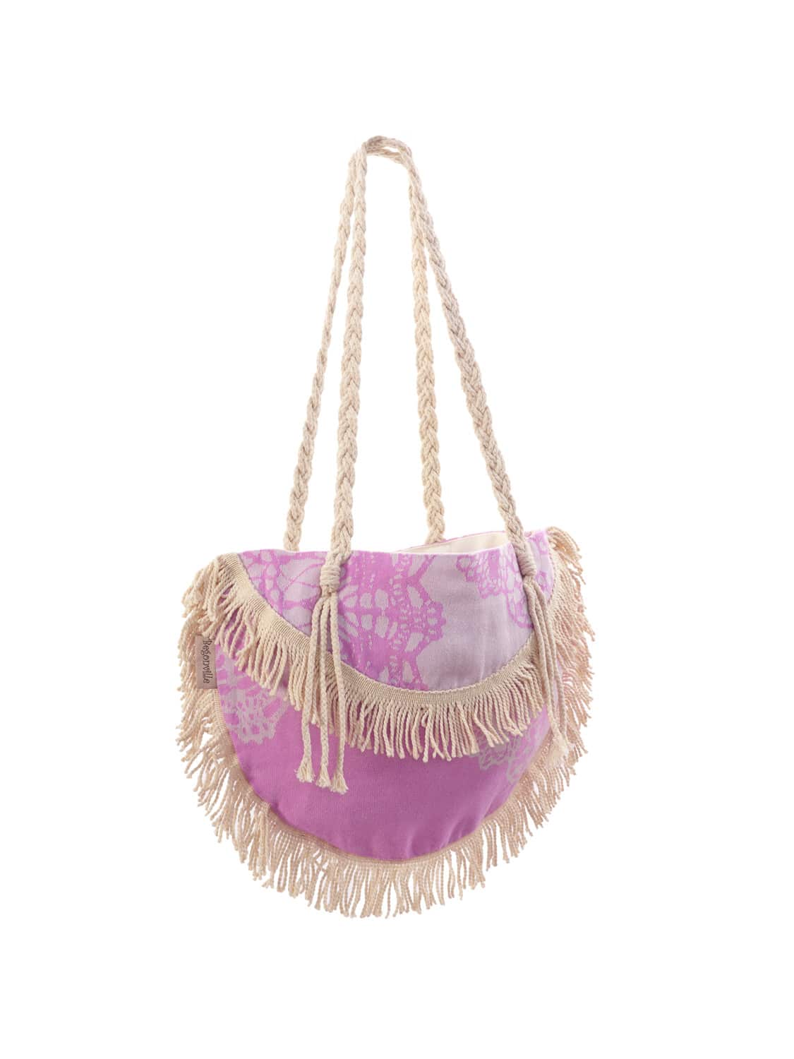 Lace Round Beach Bag - Pink