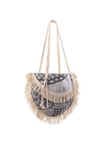 Lace Round Beach Bag - Black