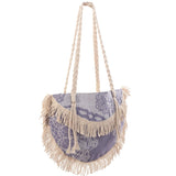 Lace Round Beach Bag - Navy Blue