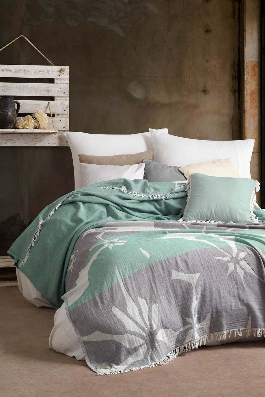 Glow Cotton Bed Blanket - Mint